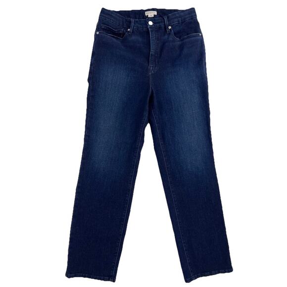 Good American Jeans Womens Good Legs High Rise Straight Stretch Size 15 Dark - Picture 1 of 9